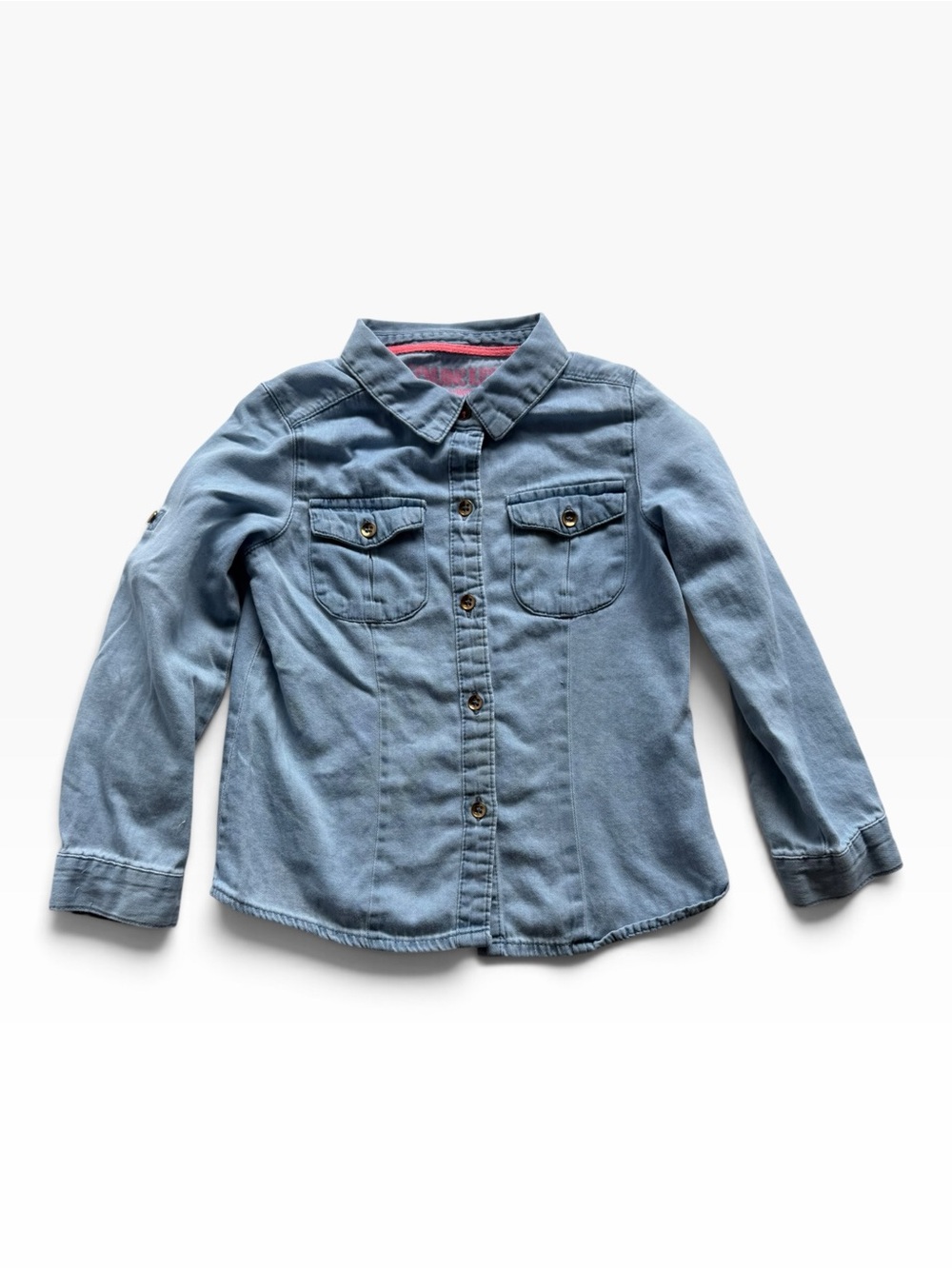 Light Wash Denim-Style Girls' Button-Front Jacket